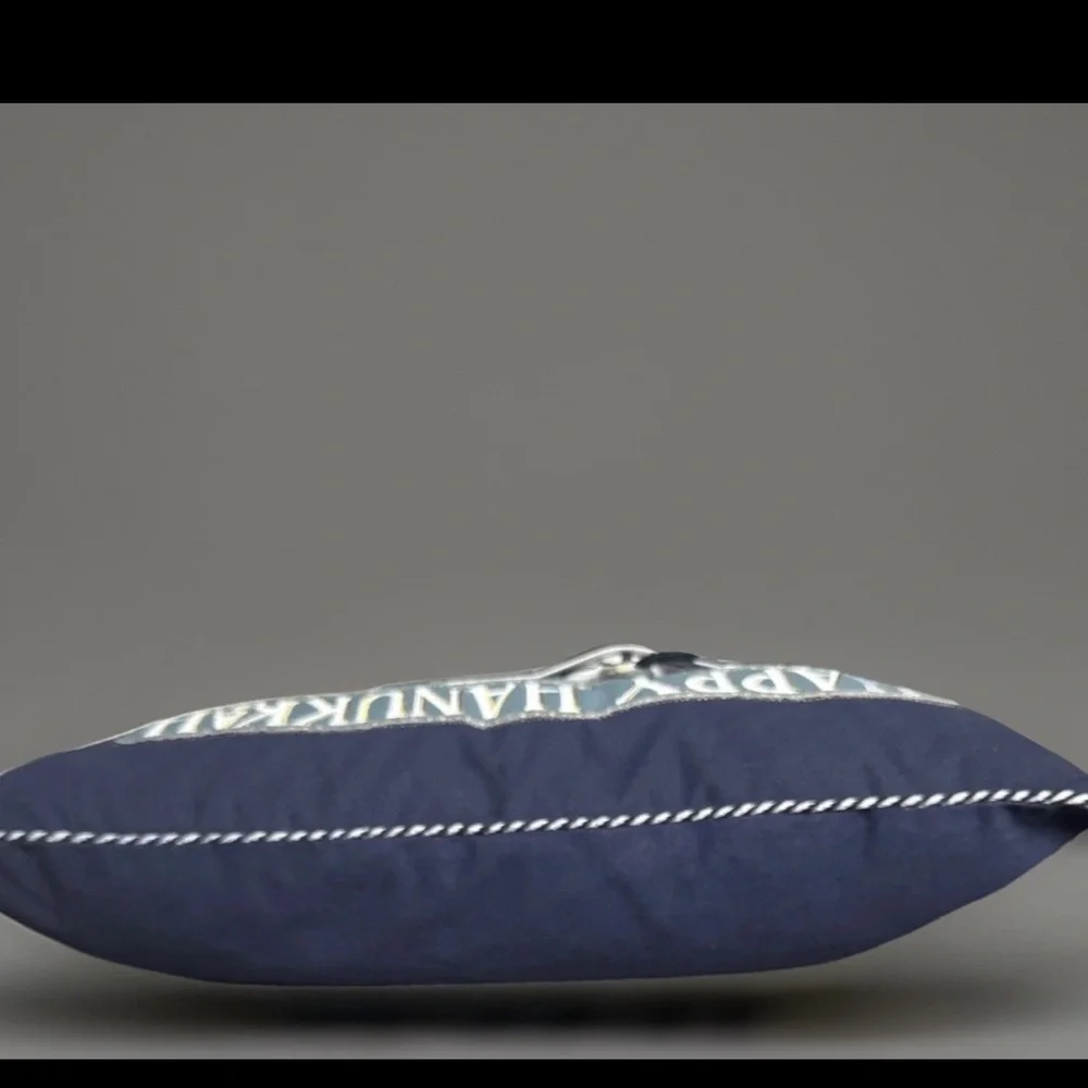 HAPPY HANUKKAH Countdown Pillow By STOREHOUSE 12x21” Menorah Dreidel Star David